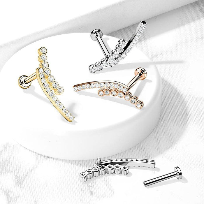 Double Line Paved I.T. Labret 16G-My Body Piercing Jewellery