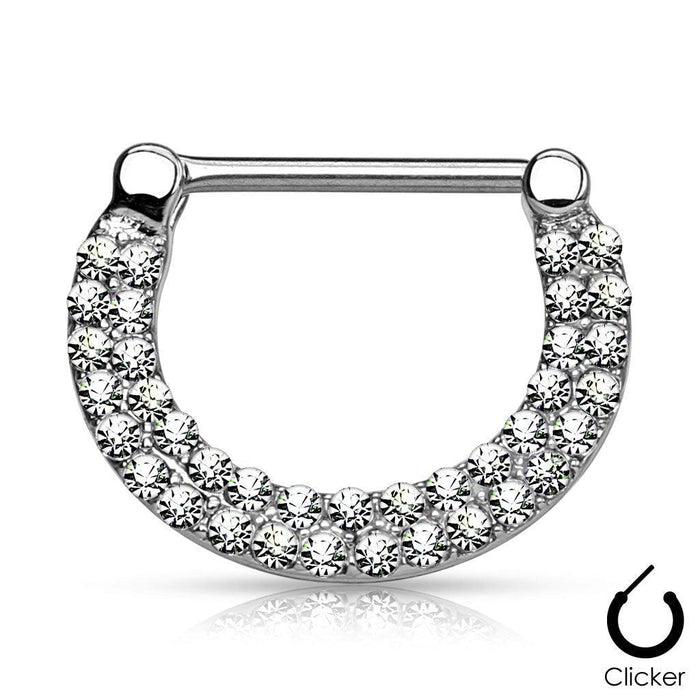 Double Paved Nipple Clicker 14G-My Body Piercing Jewellery