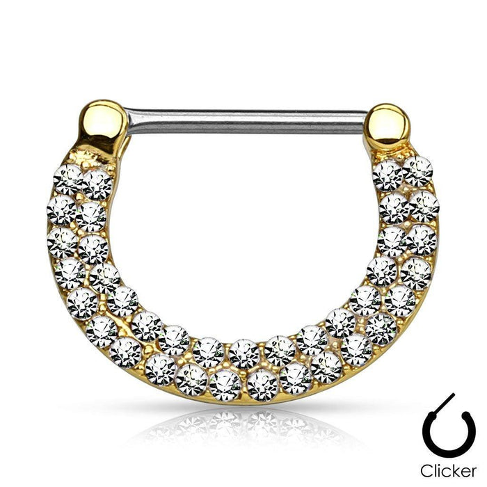 Double Paved Nipple Clicker 14G-My Body Piercing Jewellery