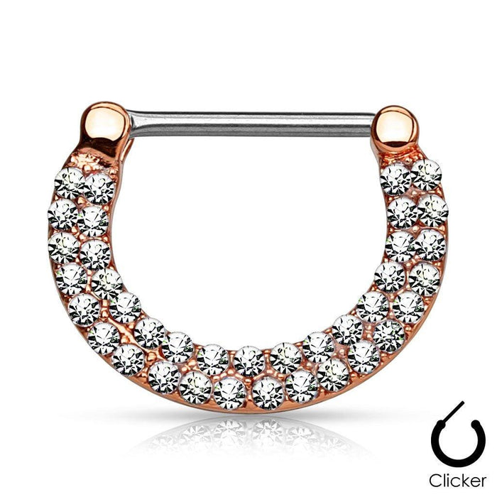 Double Paved Nipple Clicker 14G-My Body Piercing Jewellery