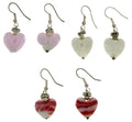 DROP LAMP GLASS HEART EARRINGS (3 PR)