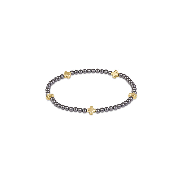 enewton Signature Cross Small 3mm Pearl Dark Grey Bracelet