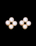 Engaging White Freshwater Small Four Pearl Stud Earring