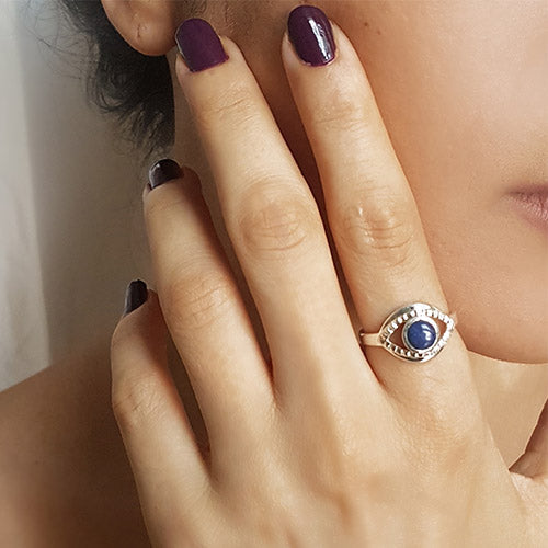 Evil Eye Lapis Lazuli Sterling Ring – view 2