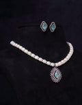 Extraordinary and Stunning Freshwater Button Pearl Set with Cz Semi Precious Stone