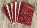 Fat 1/4 Bundle - The Colour of Love (12 pcs) - red and cream cotton, geometrics and one with gardening artwork