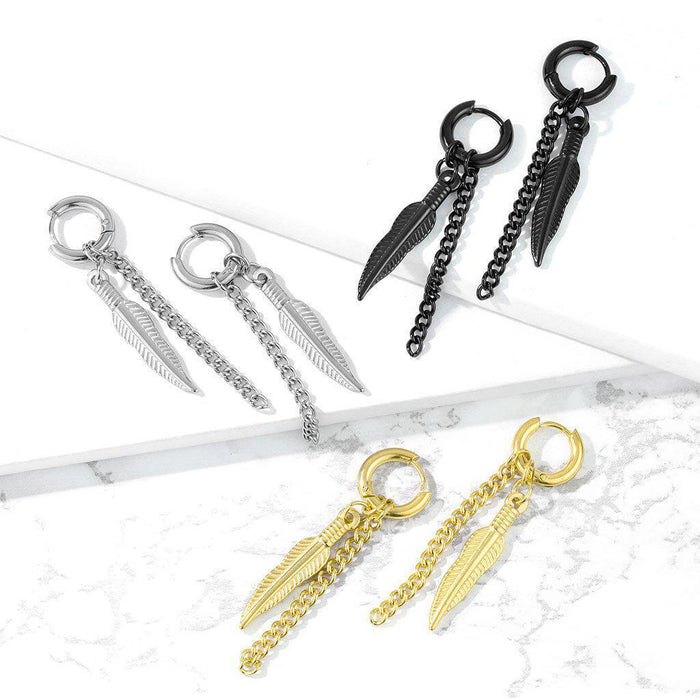 Feather Chain Clicker Ring 18G-My Body Piercing Jewellery