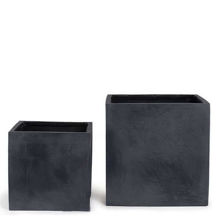 Fiberglass Cube Planter - Gray