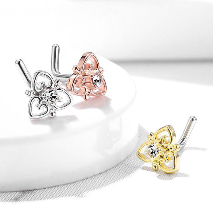 Filigree Heart Nose L Bend 20G-My Body Piercing Jewellery