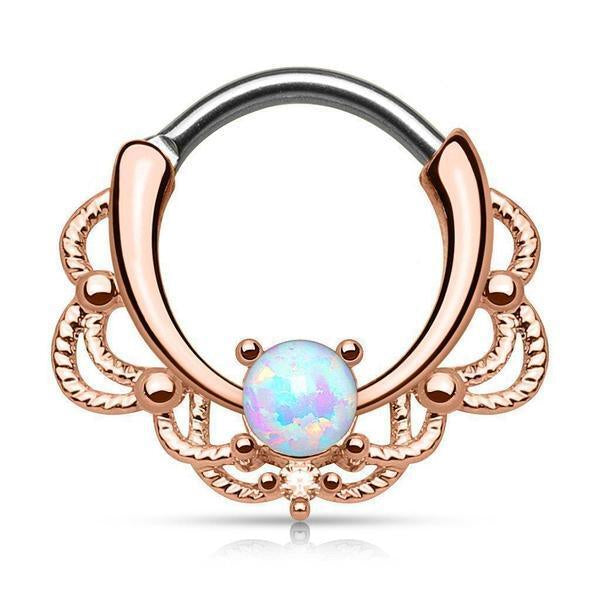 Filigree Opal Clicker Ring 16G-My Body Piercing Jewellery