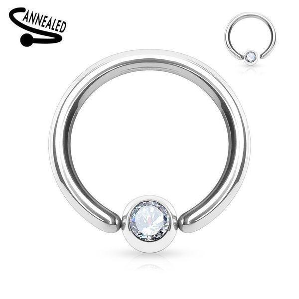 Fixed Side Gem Captive Ring 16G - 14G-My Body Piercing Jewellery