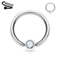Fixed Side Gem Captive Ring 16G - 14G-My Body Piercing Jewellery
