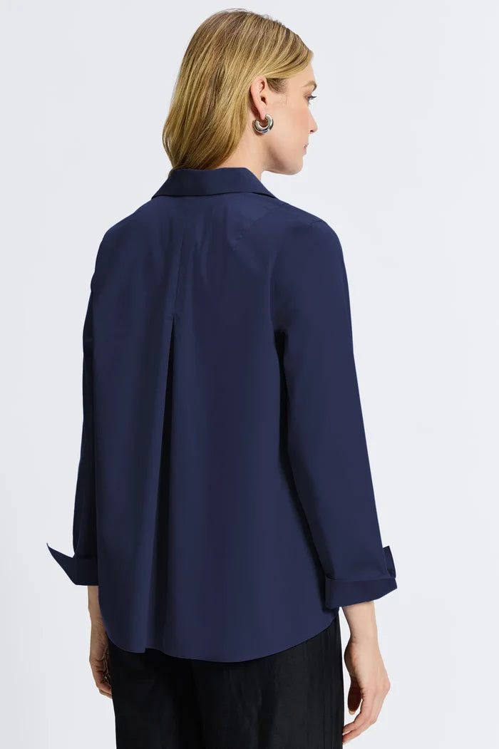 Foxcroft Agnes Shirt in Navy - Mildred Hoit