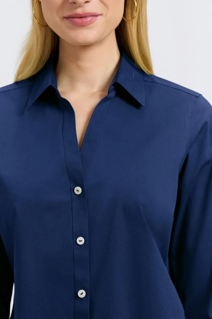 Foxcroft Mary Shirt in Navy - Mildred Hoit