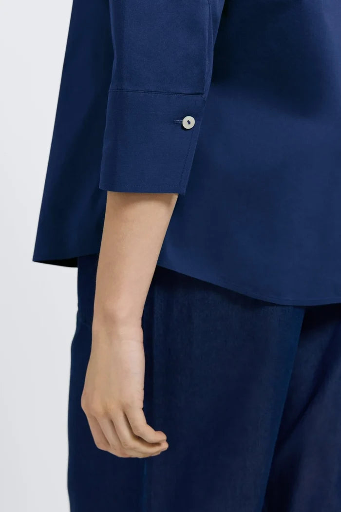 Foxcroft Mary Shirt in Navy - Mildred Hoit