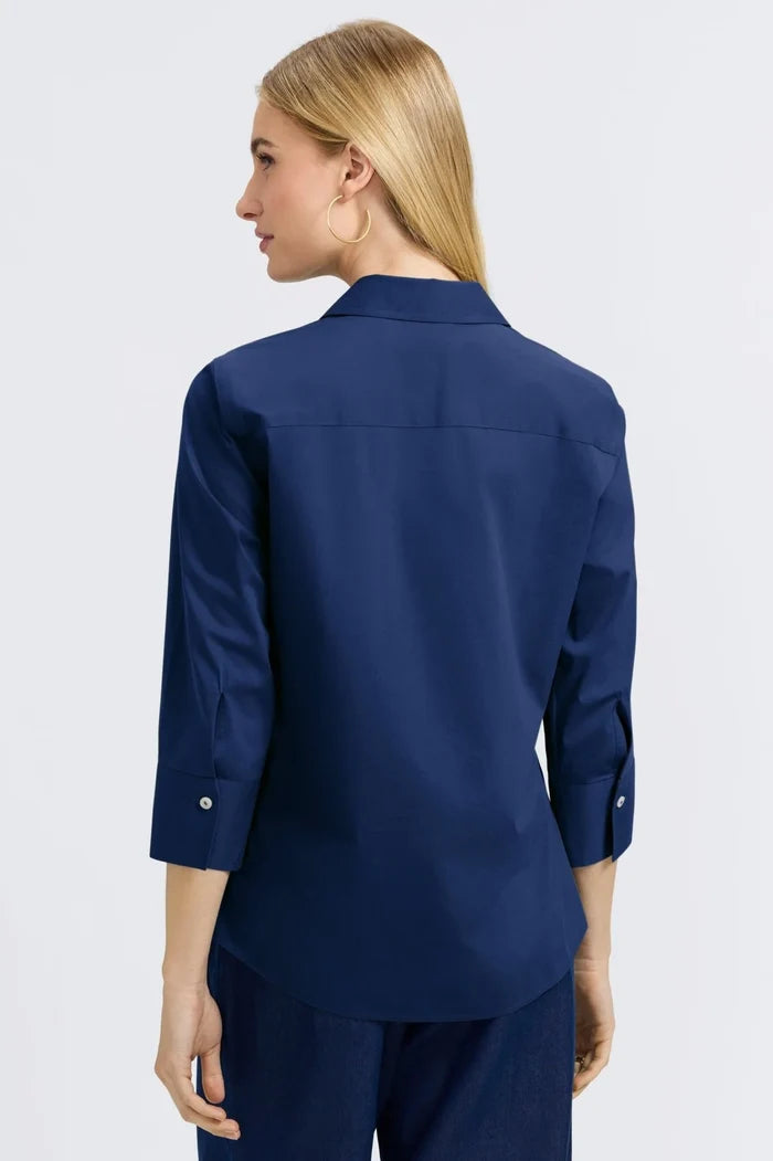 Foxcroft Mary Shirt in Navy - Mildred Hoit