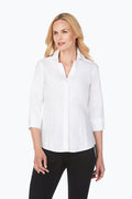 Foxcroft Taylor 3/4 Sleeve Blouse in White - Mildred Hoit