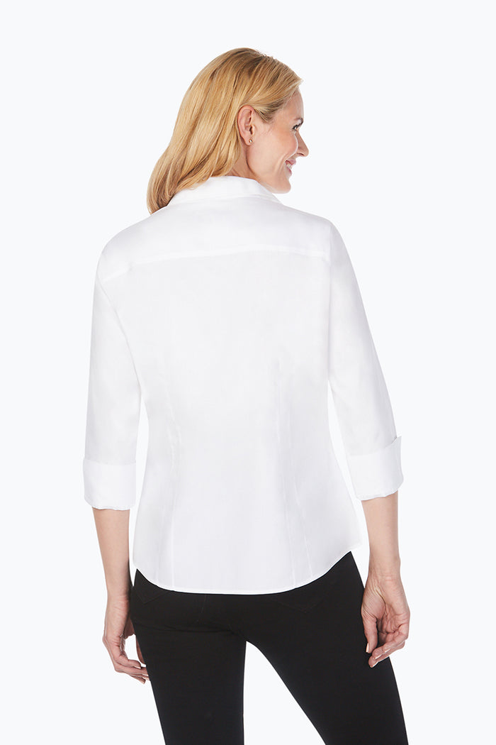 Foxcroft Taylor 3/4 Sleeve Blouse in White - Mildred Hoit