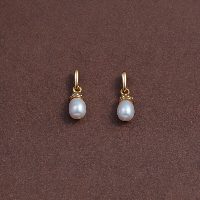 Freshwater Pearl Drop Earrings with Stone