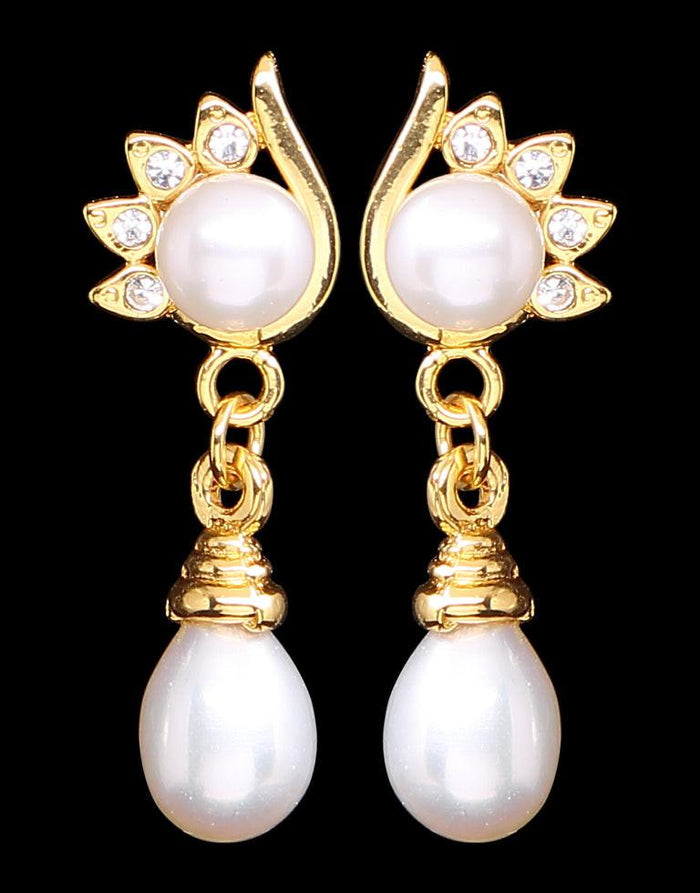Freshwater Pearl With Cubic Zircon Fancy Stud Earrings