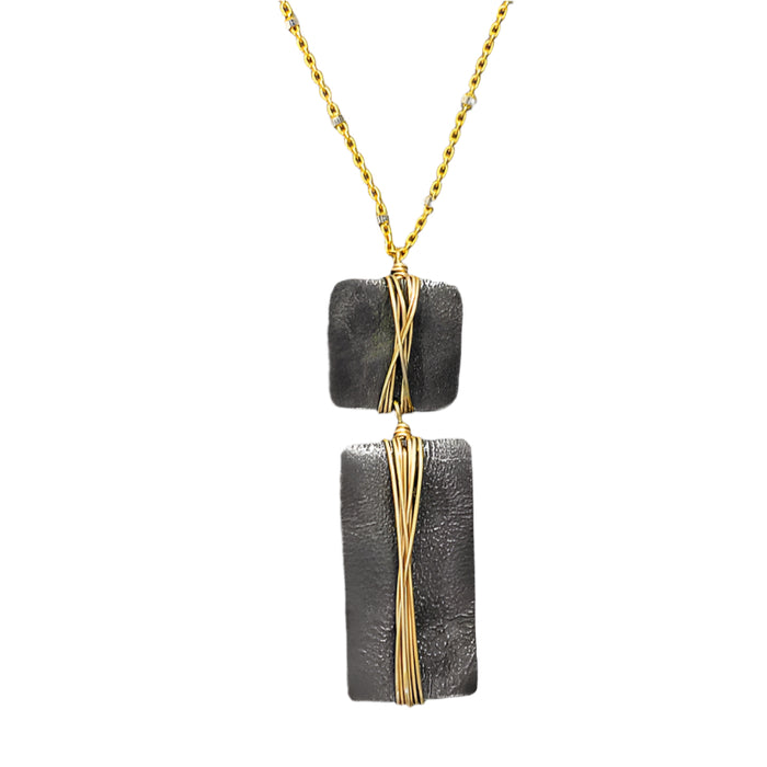Funky Rectangle and Square Necklace  (N584OXG) - DanaReedDesigns