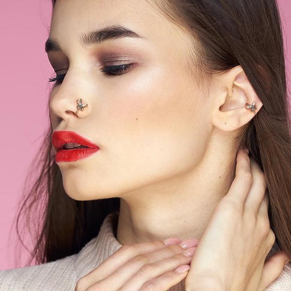 Gem Butterfly Nose Ring 20G-My Body Piercing Jewellery