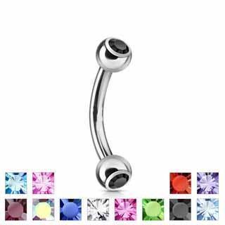 Gem Curve Bar 16G 14G-My Body Piercing Jewellery