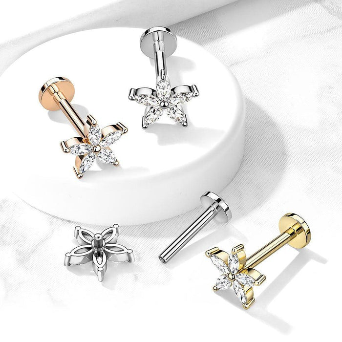Gem Flower I.T. Labret 16G-My Body Piercing Jewellery