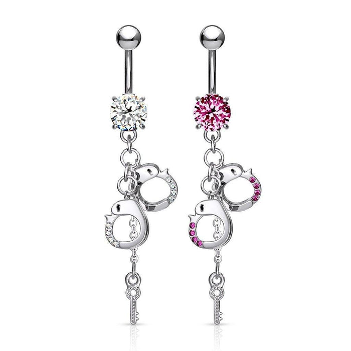 Gem Handcuff Belly Bar 14G-My Body Piercing Jewellery