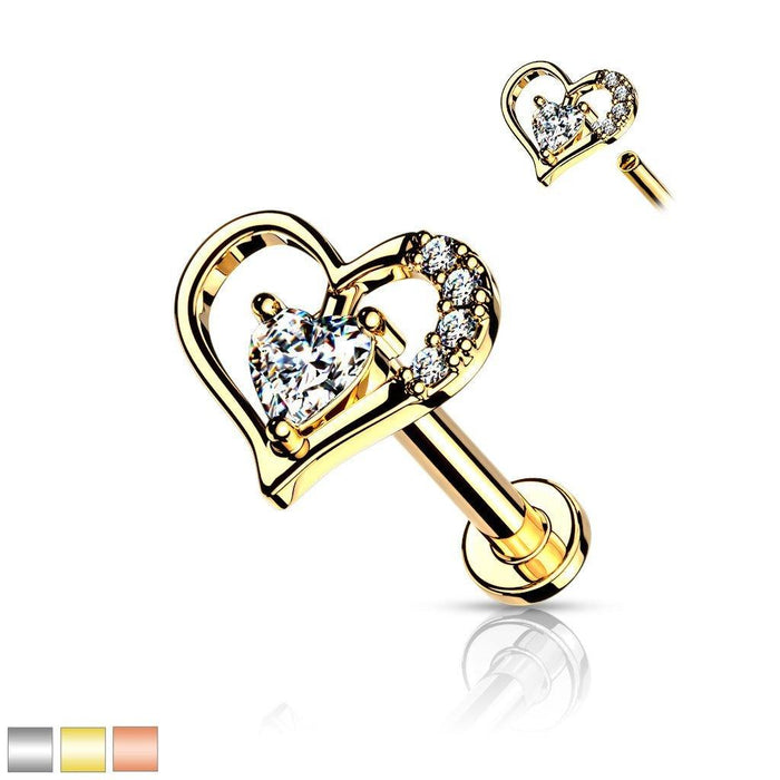 Gem Heart I.T. Labret 16G-My Body Piercing Jewellery