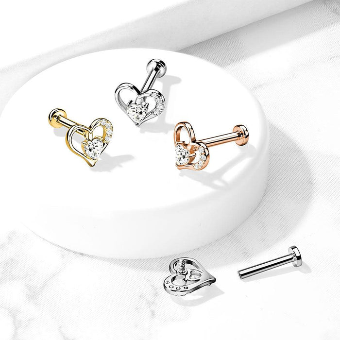 Gem Heart I.T. Labret 16G-My Body Piercing Jewellery