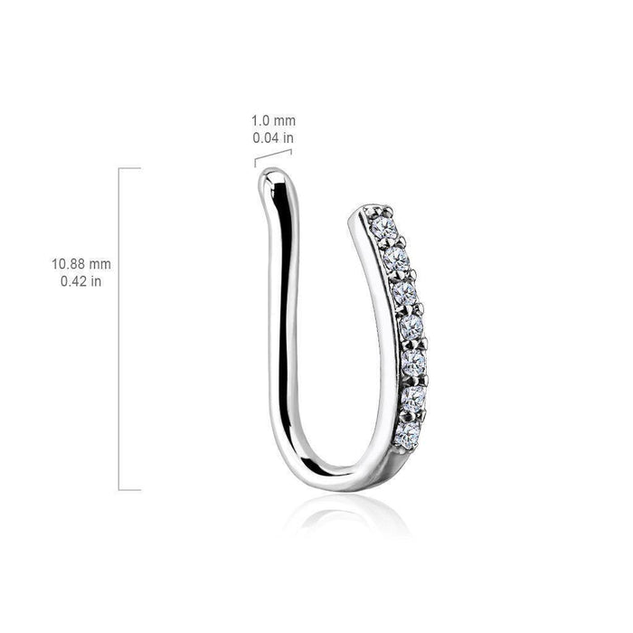 Gem Paved Non-Piercing Nose Ring-My Body Piercing Jewellery