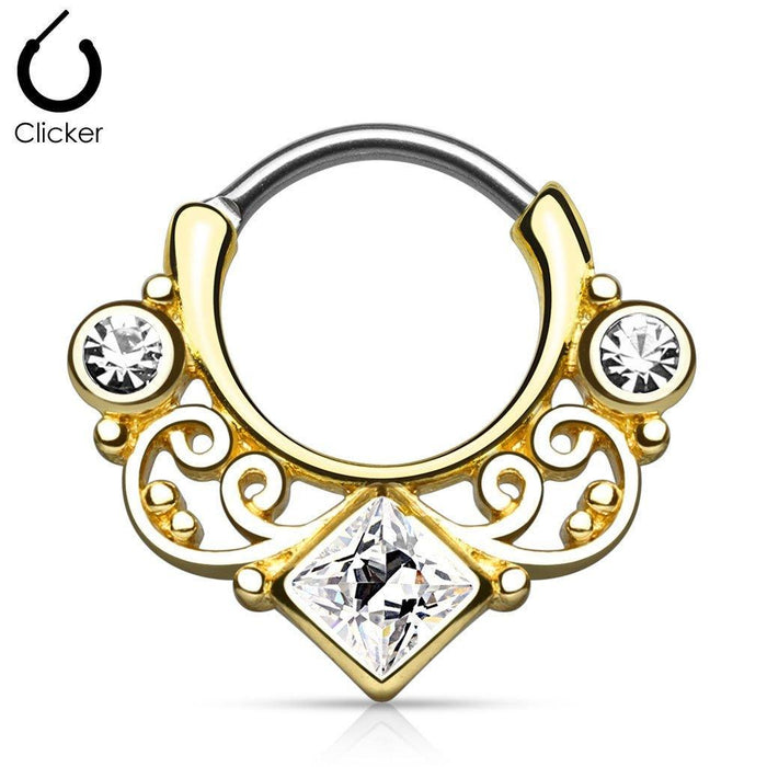 Gem Swirls Septum Clicker 16G-My Body Piercing Jewellery