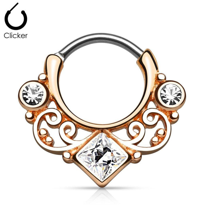 Gem Swirls Septum Clicker 16G-My Body Piercing Jewellery