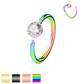 Gemmed IP Nose Ring 20G-My Body Piercing Jewellery