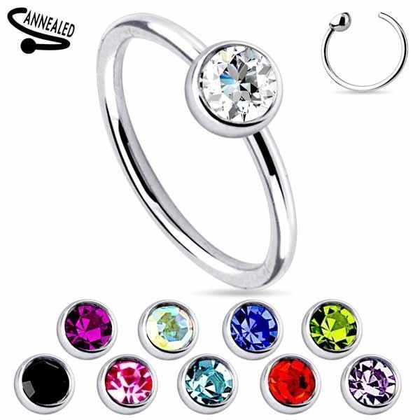 Gemmed Nose Ring 20G-My Body Piercing Jewellery