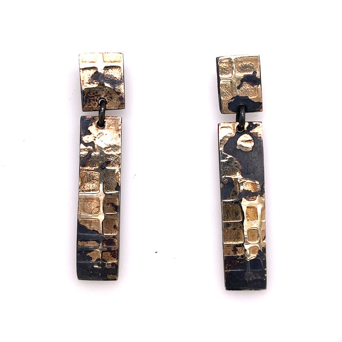 Gilded Splatter Rectangle Earrings - RE1890KOX