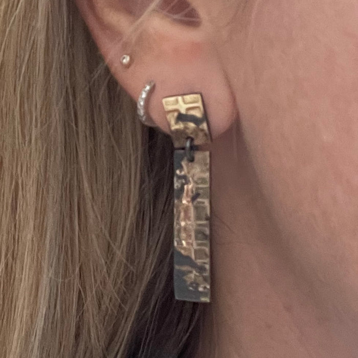 Gilded Splatter Rectangle Earrings - RE1890KOX