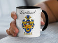 Gillespie Scottish family crest accent mug with Scotland above the coat of arms design