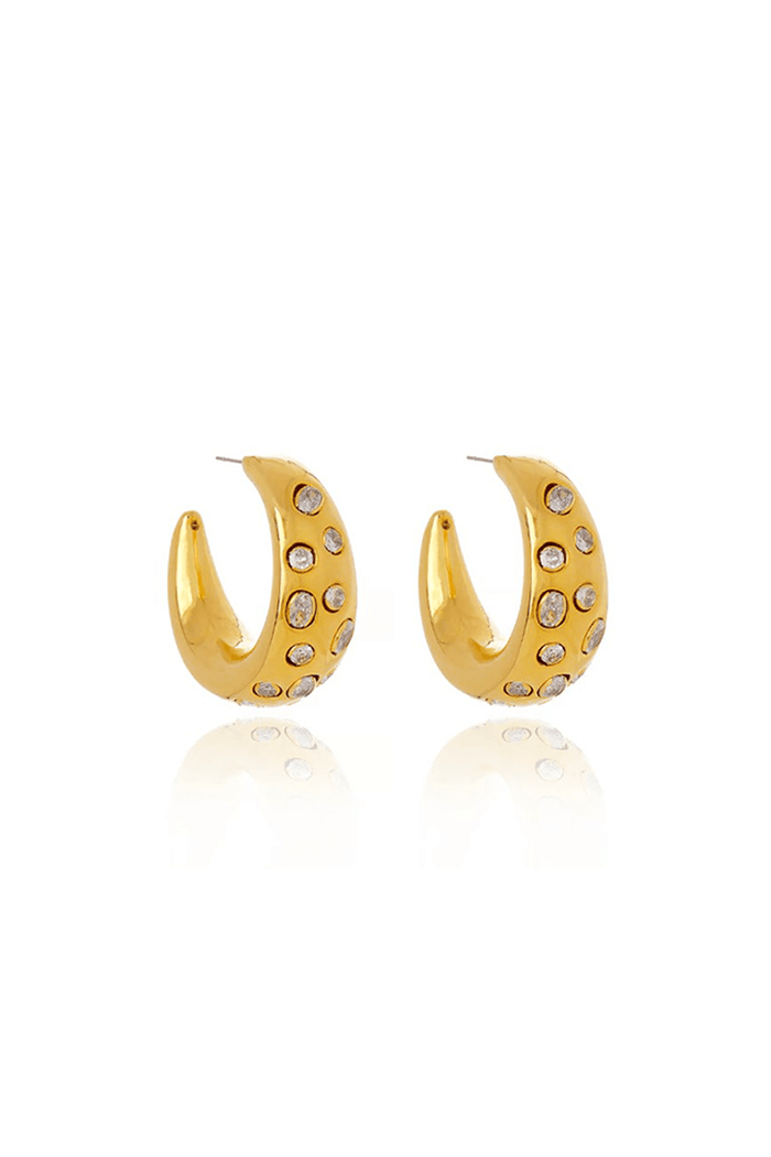 Gold and Crystal Earrings - Mildred Hoit