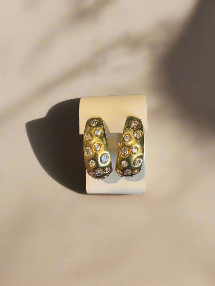 Gold and Crystal Earrings - Mildred Hoit