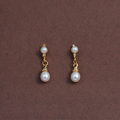 Gold Finish Freshwater Pearl & CZ Earrings