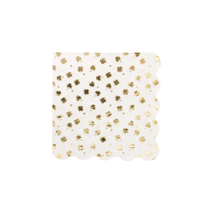 Gold Foil Shamrocks Cocktail Napkins - bubblegum market