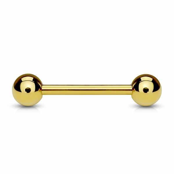 Gold IP Barbell 16G 14G-My Body Piercing Jewellery