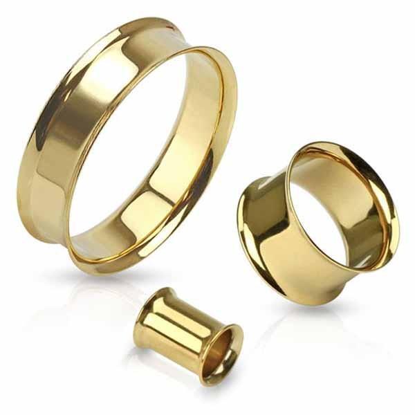 Gold IP Double Flared Tunnel 12G-2"-My Body Piercing Jewellery