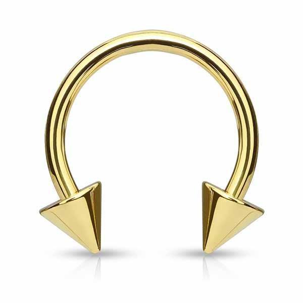 Gold IP Spike Horseshoe 16G 14G-My Body Piercing Jewellery