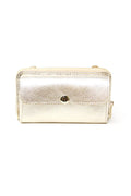 Gold Leather Wallet with Crossbody Strap - Mildred Hoit