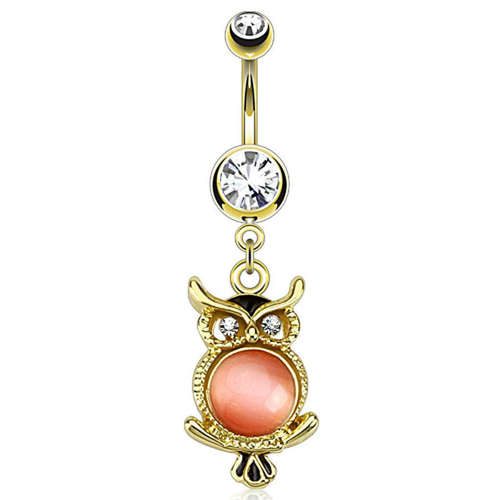 Cats Eye Owl Belly Bar 14G-My Body Piercing Jewellery