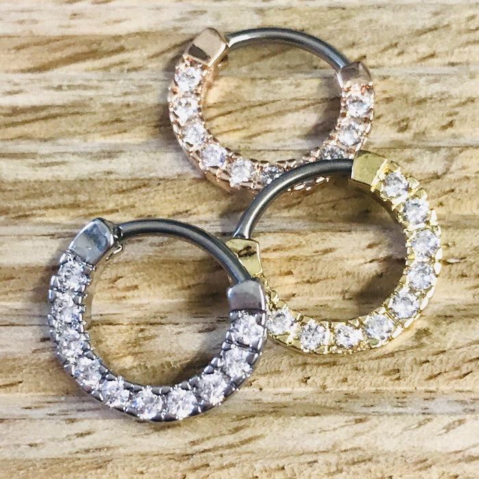 Gold Plated Gem Paved Septum Clicker 16G-My Body Piercing Jewellery