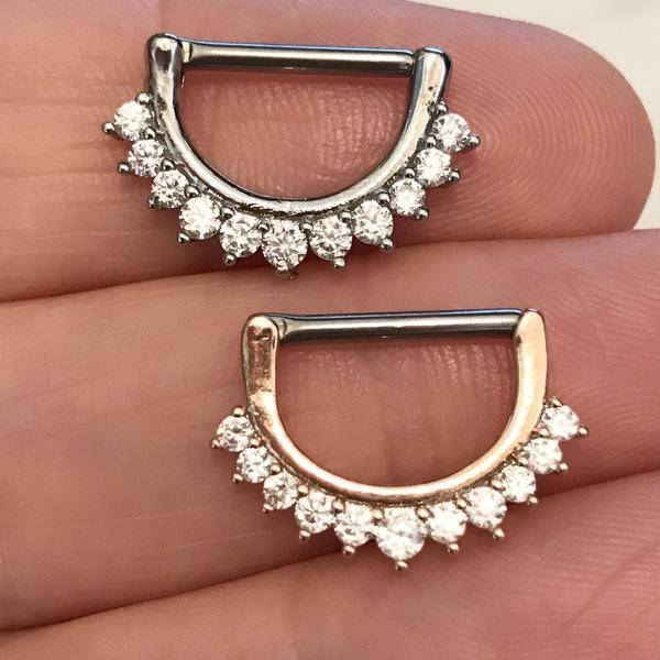 Gemmed Nipple Clicker 14G-My Body Piercing Jewellery